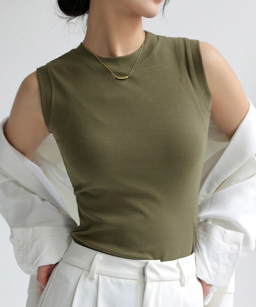 Miniministore(ミニミニストア)の「ノースリーブ Tシャツ タンクトップ 夏(タンクトップ・レディース・ブラック/ダークブラウン/グリーン/カーキ/チャコールグレー/グレー/ホワイト・L/M)」の14枚目の写真