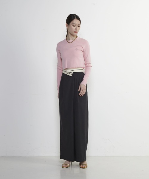 SOFFITTO(ソフィット)の「Soffitto刺繍入りクロップドニット(ニット/セーター・レディース・ホワイト/ブラック/ピンク・FREE)」の13枚目の写真