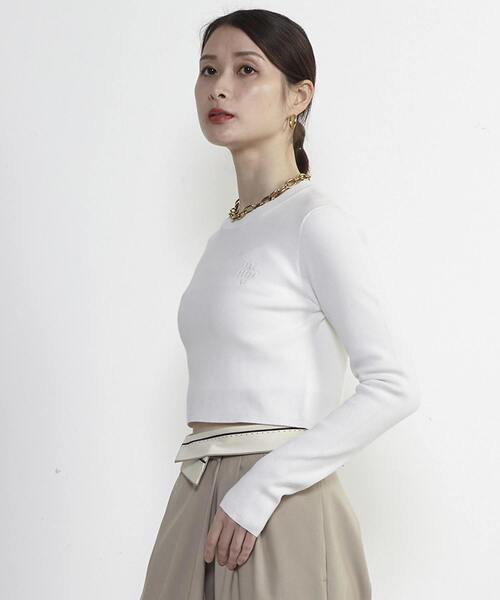 SOFFITTO(ソフィット)の「Soffitto刺繍入りクロップドニット(ニット/セーター・レディース・ホワイト/ブラック/ピンク・FREE)」の21枚目の写真