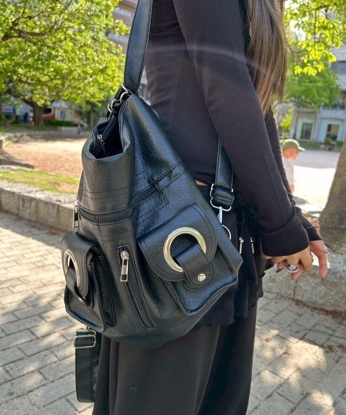 XU】3way ring shoulder bag mini backpack hand bag
