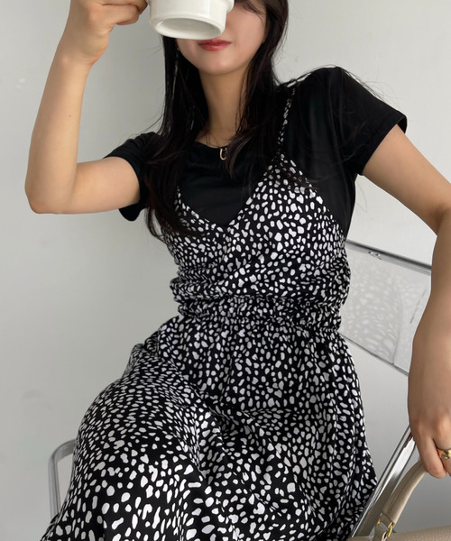 セール】レオパード キャミワンピース Tシャツ セット