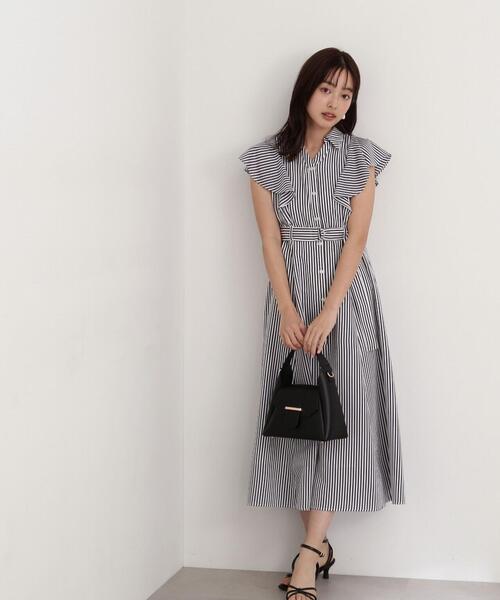 PROPORTION BODY DRESSING（プロポーションボディドレッシング）の「ラッフル袖シアーシャツワンピース / 1214140400（ワンピース・レディース・ベージュ/ネイビー・SMALL/MEDIUM）」の10枚目の写真