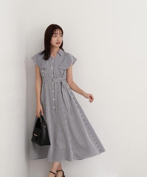 PROPORTION BODY DRESSING（プロポーションボディドレッシング）の「ラッフル袖シアーシャツワンピース / 1214140400（ワンピース・レディース・ベージュ/ネイビー・SMALL/MEDIUM）」の11枚目の写真