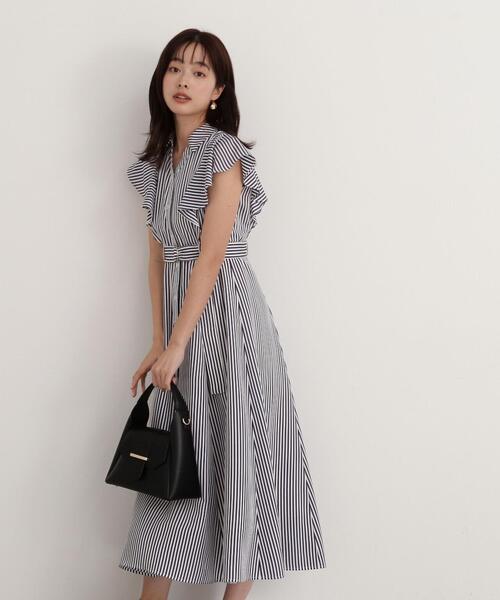 PROPORTION BODY DRESSING（プロポーションボディドレッシング）の「ラッフル袖シアーシャツワンピース / 1214140400（ワンピース・レディース・ベージュ/ネイビー・SMALL/MEDIUM）」の2枚目の写真