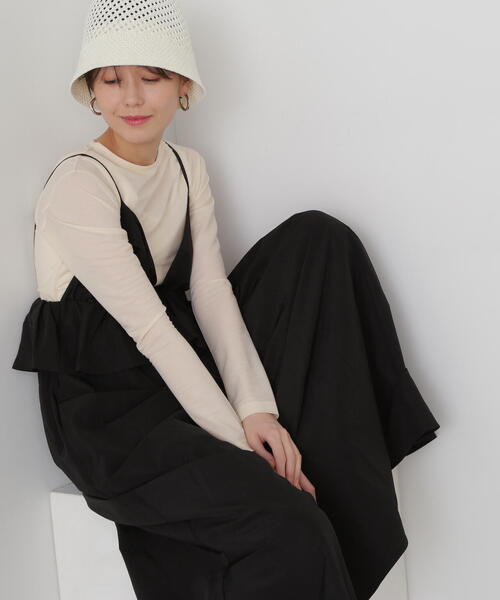 N.(N. Natural Beauty Basic)(エヌエヌナチュラルビューティーベーシック)の「◆インナーセットラッフルキャミワンピース(ワンピース・レディース・グレイッシュベージュ/ブラック・MEDIUM)」の11枚目の写真