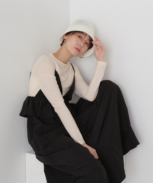 N.(N. Natural Beauty Basic)(エヌエヌナチュラルビューティーベーシック)の「◆インナーセットラッフルキャミワンピース(ワンピース・レディース・グレイッシュベージュ/ブラック・MEDIUM)」の12枚目の写真