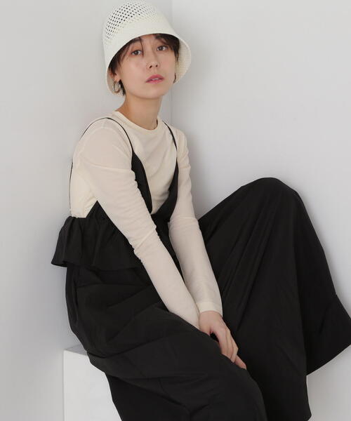 N.(N. Natural Beauty Basic)(エヌエヌナチュラルビューティーベーシック)の「◆インナーセットラッフルキャミワンピース(ワンピース・レディース・グレイッシュベージュ/ブラック・MEDIUM)」の18枚目の写真