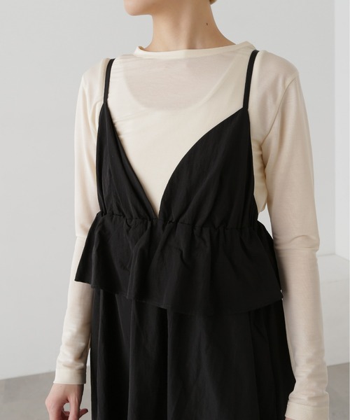 N.(N. Natural Beauty Basic)(エヌエヌナチュラルビューティーベーシック)の「◆インナーセットラッフルキャミワンピース(ワンピース・レディース・グレイッシュベージュ/ブラック・MEDIUM)」の3枚目の写真