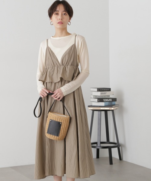 N.(N. Natural Beauty Basic)(エヌエヌナチュラルビューティーベーシック)の「◆インナーセットラッフルキャミワンピース(ワンピース・レディース・グレイッシュベージュ/ブラック・MEDIUM)」の6枚目の写真