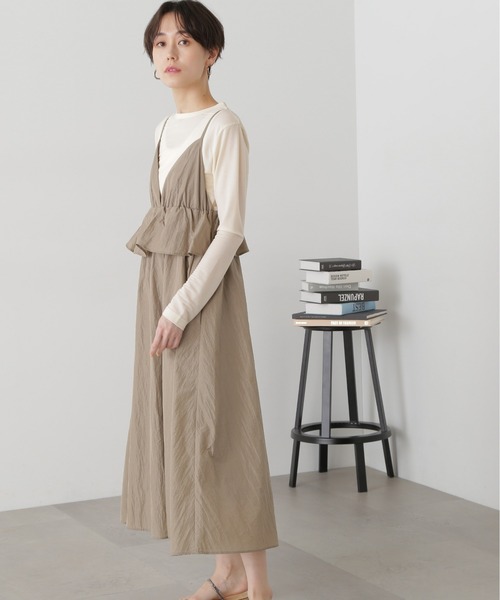 N.(N. Natural Beauty Basic)(エヌエヌナチュラルビューティーベーシック)の「◆インナーセットラッフルキャミワンピース(ワンピース・レディース・グレイッシュベージュ/ブラック・MEDIUM)」の10枚目の写真