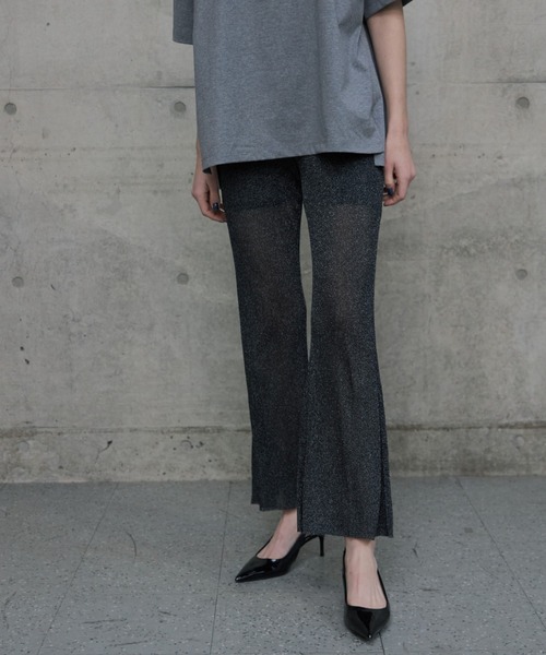 JOSE MOON(ジョゼムーン)の「LAME KNIT SHEER PANTS/ラメニットシアーパンツ(その他パンツ・レディース・ブラック/グレー/グリーン・FREE)」の10枚目の写真