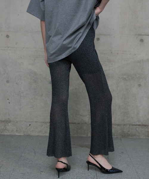 JOSE MOON(ジョゼムーン)の「LAME KNIT SHEER PANTS/ラメニットシアーパンツ(その他パンツ・レディース・ブラック/グレー/グリーン・FREE)」の12枚目の写真