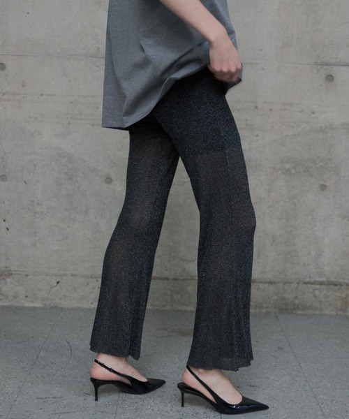 JOSE MOON(ジョゼムーン)の「LAME KNIT SHEER PANTS/ラメニットシアーパンツ(その他パンツ・レディース・ブラック/グレー/グリーン・FREE)」の11枚目の写真