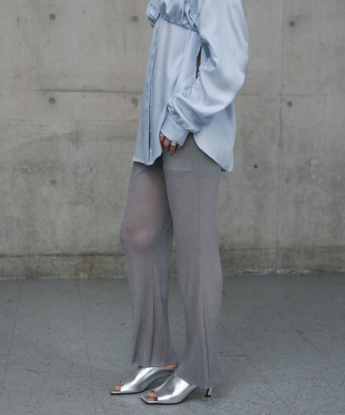 JOSE MOON(ジョゼムーン)の「LAME KNIT SHEER PANTS/ラメニットシアーパンツ(その他パンツ・レディース・ブラック/グレー/グリーン・FREE)」の18枚目の写真