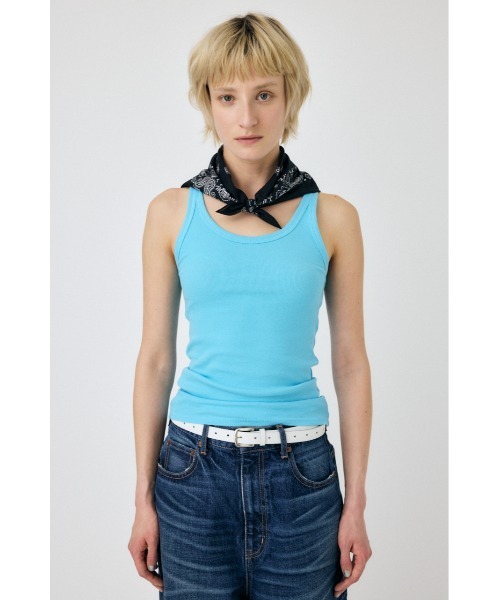 MOUSSY（マウジー）の「BASIC RIB タンクトップ（タンクトップ・レディース・ダークネイビー/ホワイト/オレンジ系その他/ライトブルー・FREE）」の16枚目の写真