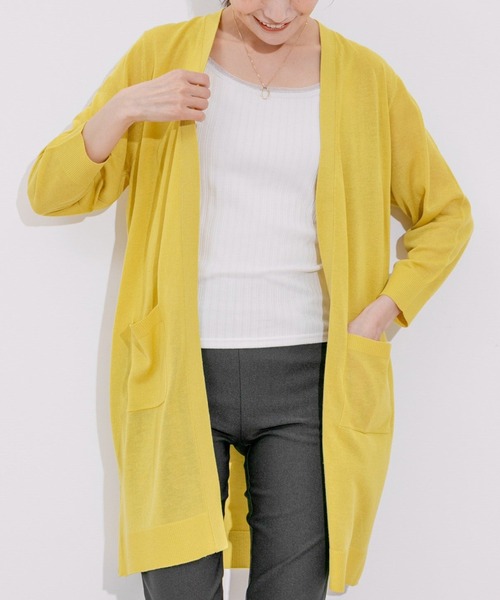 Jayro（ジャイロ）の「UVカット麻混ロングトッパーカーディガン（カーディガン/ボレロ・レディース・ブルー/ブラック/ライトグリーン/レッド/ネイビー/イエロー・M）」の6枚目の写真