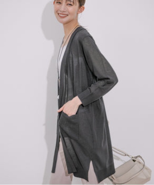 Jayro（ジャイロ）の「UVカット麻混ロングトッパーカーディガン（カーディガン/ボレロ・レディース・ブルー/ブラック/ライトグリーン/レッド/ネイビー/イエロー・M）」の7枚目の写真