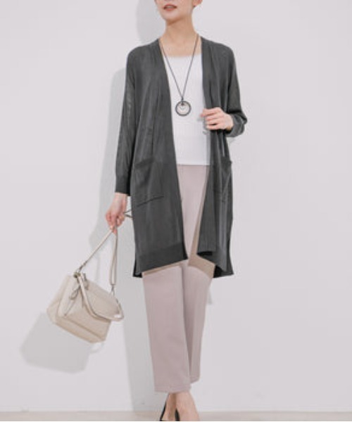 Jayro（ジャイロ）の「UVカット麻混ロングトッパーカーディガン（カーディガン/ボレロ・レディース・ブルー/ブラック/ライトグリーン/レッド/ネイビー/イエロー・M）」の9枚目の写真