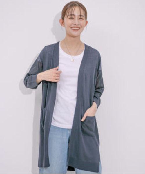 Jayro（ジャイロ）の「UVカット麻混ロングトッパーカーディガン（カーディガン/ボレロ・レディース・ブルー/ブラック/ライトグリーン/レッド/ネイビー/イエロー・M）」の10枚目の写真