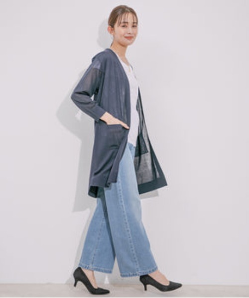 Jayro（ジャイロ）の「UVカット麻混ロングトッパーカーディガン（カーディガン/ボレロ・レディース・ブルー/ブラック/ライトグリーン/レッド/ネイビー/イエロー・M）」の13枚目の写真