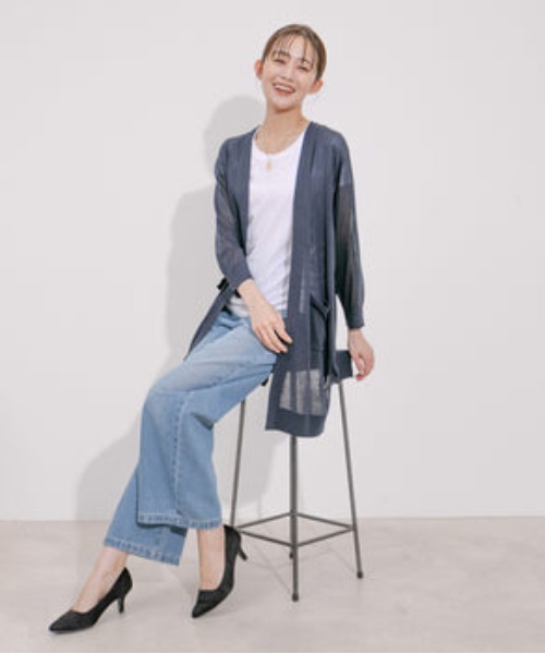 Jayro（ジャイロ）の「UVカット麻混ロングトッパーカーディガン（カーディガン/ボレロ・レディース・ブルー/ブラック/ライトグリーン/レッド/ネイビー/イエロー・M）」の14枚目の写真
