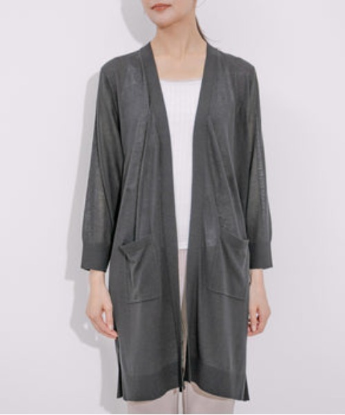 Jayro（ジャイロ）の「UVカット麻混ロングトッパーカーディガン（カーディガン/ボレロ・レディース・ブルー/ブラック/ライトグリーン/レッド/ネイビー/イエロー・M）」の15枚目の写真