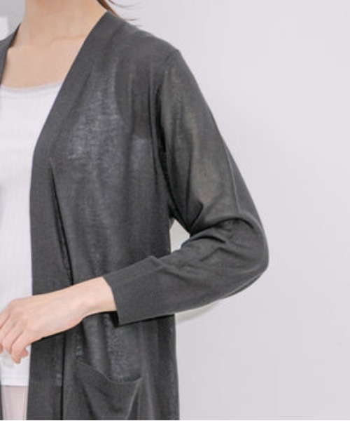 Jayro（ジャイロ）の「UVカット麻混ロングトッパーカーディガン（カーディガン/ボレロ・レディース・ブルー/ブラック/ライトグリーン/レッド/ネイビー/イエロー・M）」の18枚目の写真