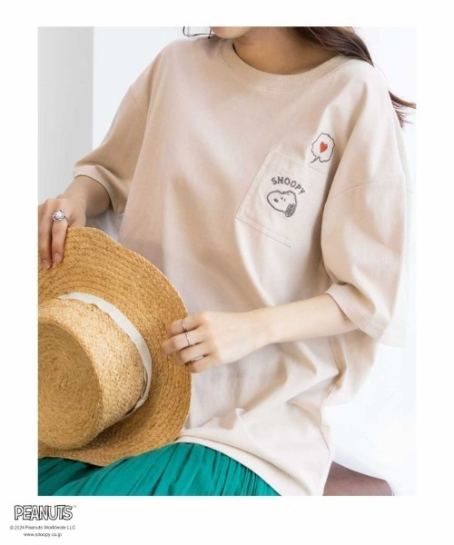 PEANUTS(ピーナッツ)の「PEANUTS スヌーピー アソートプリントTシャツ(Tシャツ/カットソー・レディース・グリーン系その他/ベージュ/ホワイト/ブラック・フリー)」の3枚目の写真