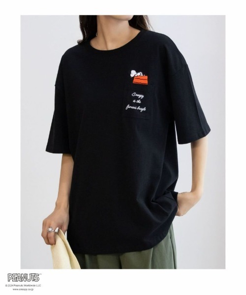 PEANUTS(ピーナッツ)の「PEANUTS スヌーピー アソートプリントTシャツ(Tシャツ/カットソー・レディース・グリーン系その他/ベージュ/ホワイト/ブラック・フリー)」の8枚目の写真