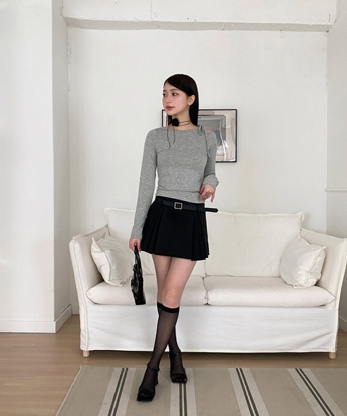 by muni:r(バイ ムニール)の「サイドプリーツベルトセットスカート(スカート・レディース・ブラウン/ブラック/チャコール・MEDIUM/SMALL)」の21枚目の写真