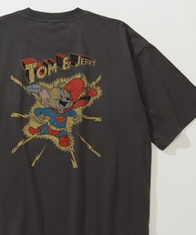 【Tom & Jerry/トム & ジェリー】100周年コラボ アートワークデザイン ピグメント風 ルーズ 半袖クルーネックTシャツ
