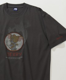 【Tom & Jerry/トム & ジェリー】100周年コラボ アートワークデザイン ピグメント風 ルーズ 半袖クルーネックTシャツ