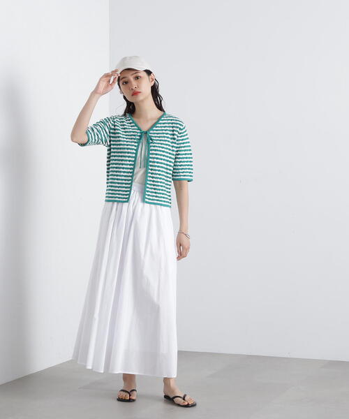N.(N. Natural Beauty Basic)(エヌエヌナチュラルビューティーベーシック)の「◆フロントリボン柄編みボーダーニット(ニット/セーター・レディース・ブラック系その他/グリーン系その他・MEDIUM)」の22枚目の写真