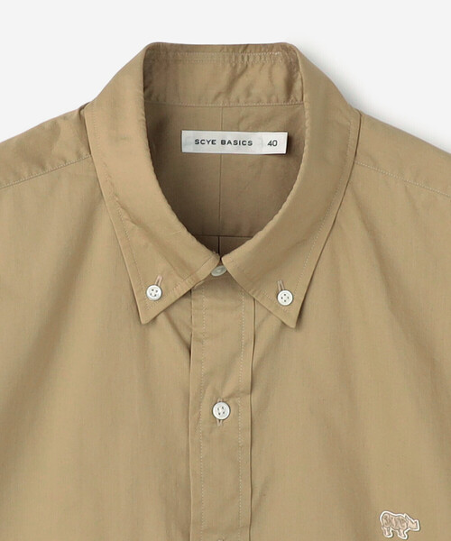 SCYE BASICS（サイベーシックス）の「SCYE BASICS｜〈別注〉半袖ボタンダウンシャツ MEN（シャツ/ブラウス・メンズ・キャメル/ライトブルー/ネイビー・38/40/36）」の6枚目の写真