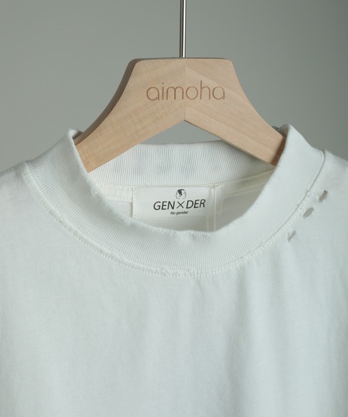 りょうすけ　goa 刺繍入りダメージ加工ホワイトTシャツ archive セール】【GENXDER】刺繍ダメージ加工Tシャツ（Tシャツ