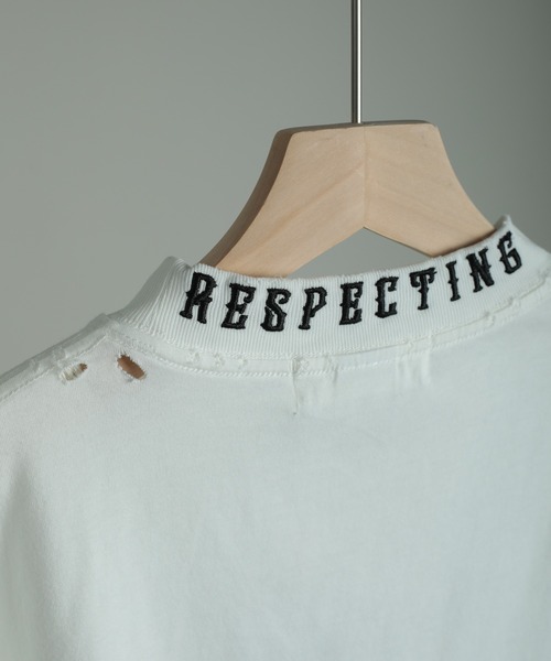 GENXDER(ノンジェンダー)の「【GENXDER】刺繍ダメージ加工Tシャツ (SS)(Tシャツ/カットソー・メンズ・オフホワイト/ブラック・X-LARGE/LARGE/MEDIUM)」の7枚目の写真