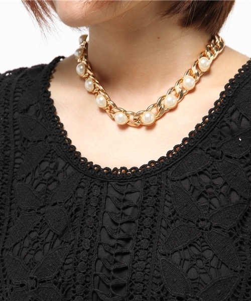 WEGO（ウィゴー）の「WEGO/パールチェーンネックレス（ネックレス・レディース・ゴールド・FREE）」の2枚目の写真