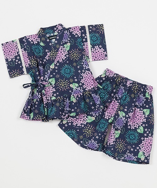 kladskap（クレードスコープ）の「紫陽花柄甚平（浴衣・キッズ・オフホワイト/ネイビー・L/S/M）」の7枚目の写真