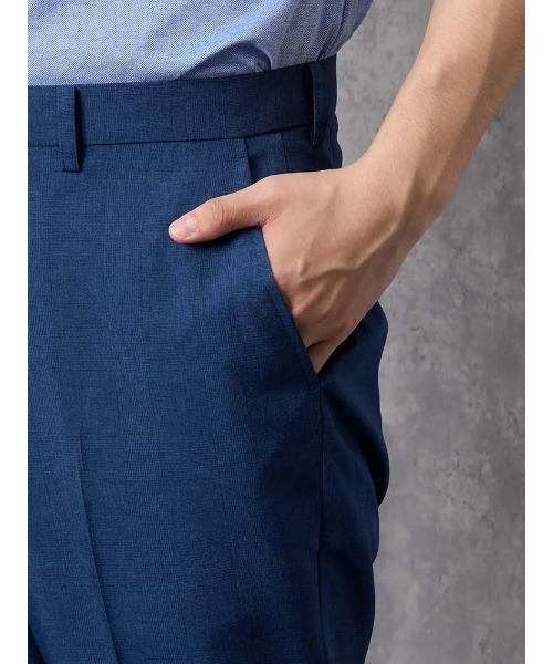 Perfect Suit FActory（パーフェクトスーツファクトリー）の「GOODBIZ　ノータックスラックス　グレンチェック　グレー/ネイビー（スラックス・メンズ・ネイビー/チャコールグレー・76/82/85/88/91/79/94/73）」の7枚目の写真
