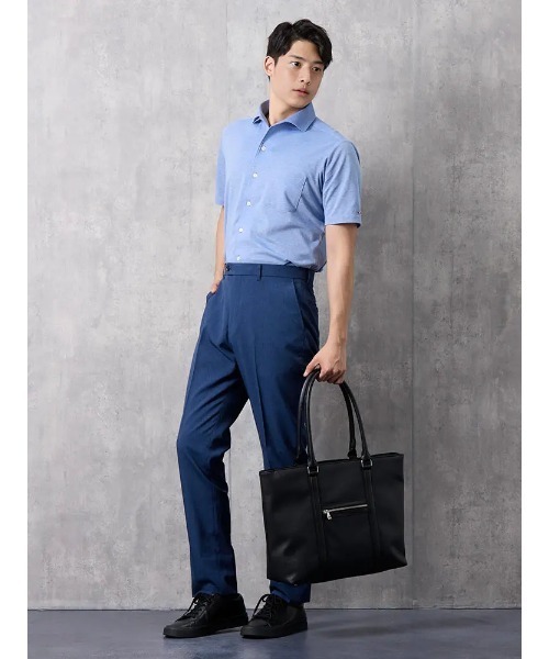 Perfect Suit FActory（パーフェクトスーツファクトリー）の「GOODBIZ　ノータックスラックス　グレンチェック　グレー/ネイビー（スラックス・メンズ・ネイビー/チャコールグレー・76/82/85/88/91/79/94/73）」の4枚目の写真