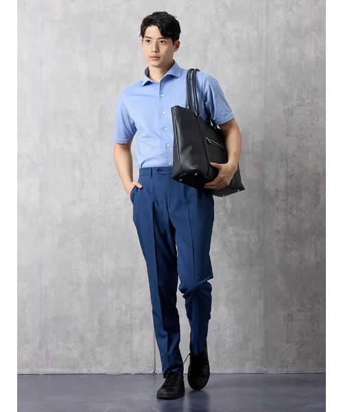 Perfect Suit FActory（パーフェクトスーツファクトリー）の「GOODBIZ　ノータックスラックス　グレンチェック　グレー/ネイビー（スラックス・メンズ・ネイビー/チャコールグレー・76/82/85/88/91/79/94/73）」の3枚目の写真
