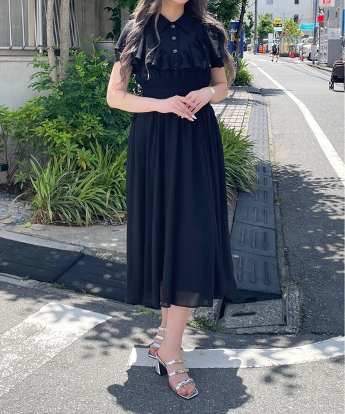 one way フロントボタンフリルワンピース one way（ワンウェイ）の「フロントボタンフリルワンピース