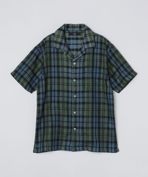 セール】SHIPS Colors:〈洗濯機可能〉カラミ チェック オープンカラー