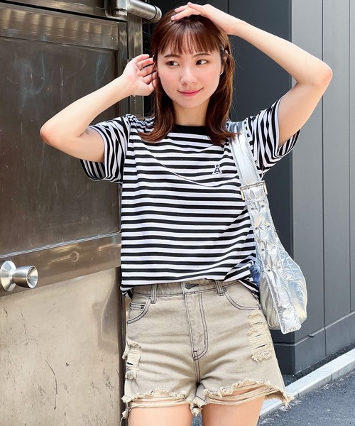 【UNISEX】ALAND／AロゴボーダーT（Tシャツ/カットソー）｜ALAND（エーランド）