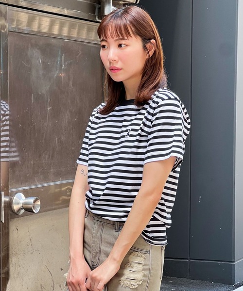 ALAND（エーランド）の「【UNISEX】ALAND／AロゴボーダーT（Tシャツ/カットソー・レディース・ブルー/ブラック/ピンク・MEDIUM/SMALL）」の7枚目の写真