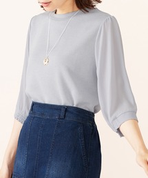 ラメ調袖切替デザインプルオーバー