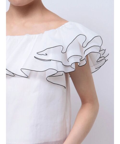 MERCURYDUO（マーキュリーデュオ）の「バイカラーメローラッフルブラウス（シャツ/ブラウス・レディース・オフホワイト/グレー/ライトブルー・FREE）」の18枚目の写真