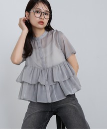 N.（N. Natural Beauty Basic） | ◆シアーペプラムバンドカラーブラウス(シャツ/ブラウス)