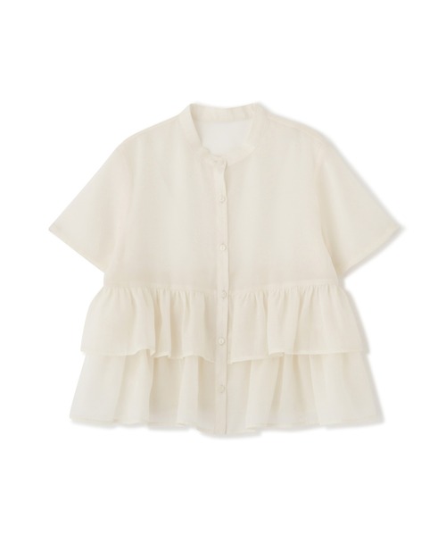 N.（N. Natural Beauty Basic）（エヌエヌナチュラルビューティーベーシック）の「◆シアーペプラムバンドカラーブラウス（シャツ/ブラウス・レディース・イエロー/オフホワイト/グレー・MEDIUM）」の22枚目の写真