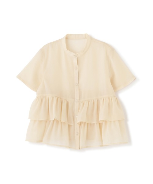 N.（N. Natural Beauty Basic）（エヌエヌナチュラルビューティーベーシック）の「◆シアーペプラムバンドカラーブラウス（シャツ/ブラウス・レディース・イエロー/オフホワイト/グレー・MEDIUM）」の5枚目の写真